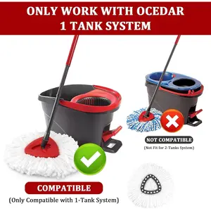 3 Pack Mop Head Replacement for O-Ceda Mop Replace Head Easywring 1-Tank Spin Mop Replacement Head, Reusable Microfiber Mop Refills, Deep Cleaning and Machine Washable