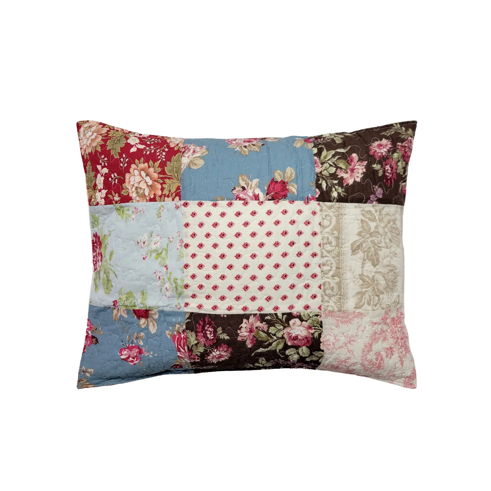 Greenland Home Fashions Natasha Sham – King Size Quilted Pillow Cover with Bold Global Patterns, Multi-Color 100% Cotton Fabric