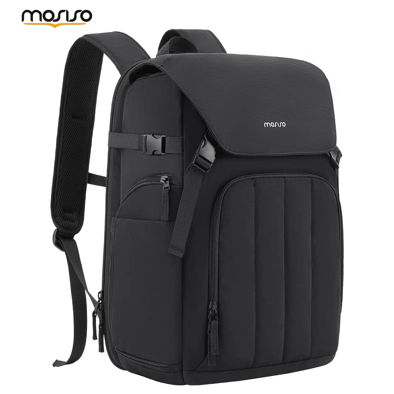 MOSISO Polyester Camera Backpack with Removable Padded Insert, 15.6in Laptop Compartment, Rain Cover, Tripod Holder, Luggage Strap - Reliable Bag Accessories for Photographers (DSLR/SLR/Mirrorless Cameras)