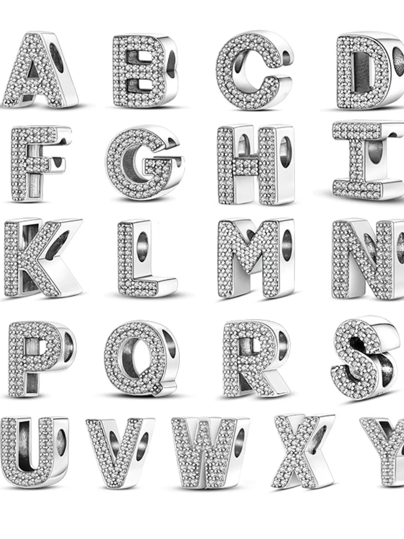 Rhinestone Decorated Letter Shaped Design Charm, Letter Charm Beaded, Initial Charm Beads, 1 Piece Fashionable Alphabet Charm for Women & Girls for DIY Jewelry, Trendy All-match & Exquisite DIT Jewelry As Gift