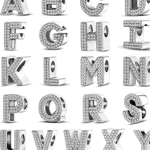 Rhinestone Decorated Letter Shaped Design Charm, Decorative Charm, Letter Charm Beaded, Initial Charm Beads, 1 Piece Fashionable Alphabet Charm for Women & Girls for DIY Jewelry, Trendy All-match & Exquisite DIT Jewelry As Gift
