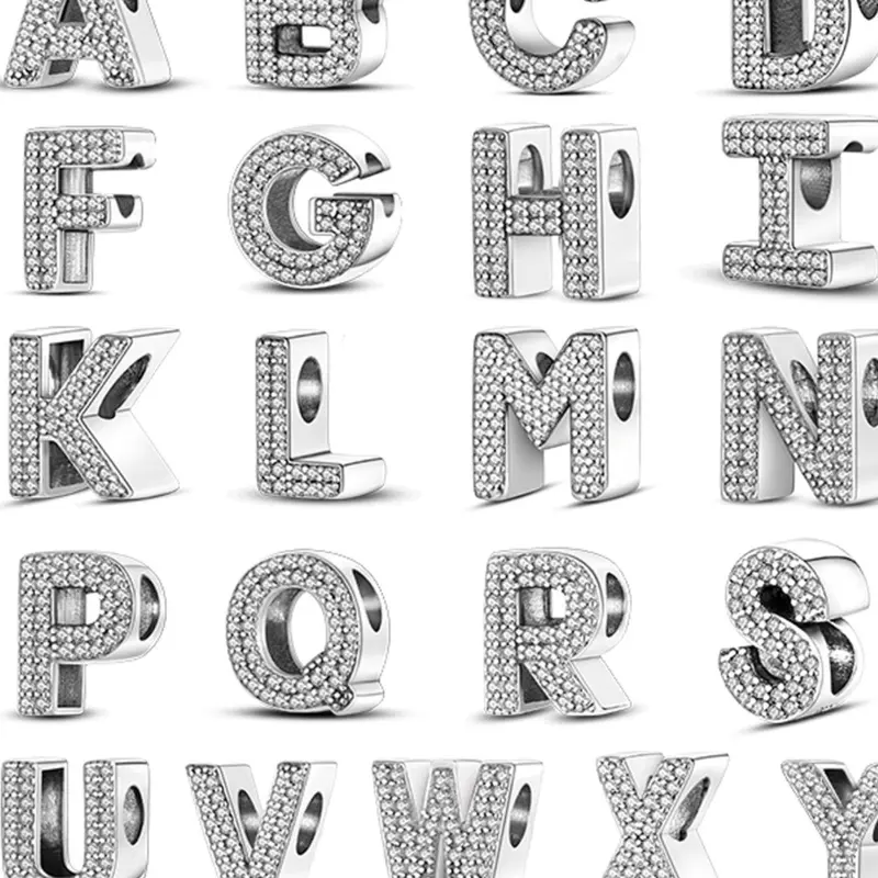 Rhinestone Decorated Letter Shaped Design Charm, Decorative Charm, Letter Charm Beaded, Initial Charm Beads, 1 Piece Fashionable Alphabet Charm for Women & Girls for DIY Jewelry, Trendy All-match & Exquisite DIT Jewelry As Gift