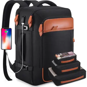 40L Expandable Travel Backpack for Men & Women Airline Approved Carry On Laptop Backpack with 4 Packing Cubes Water Resistant Anti Theft Weekender Bag for Business School Travel, Airport Backpack, Carry On Luggage