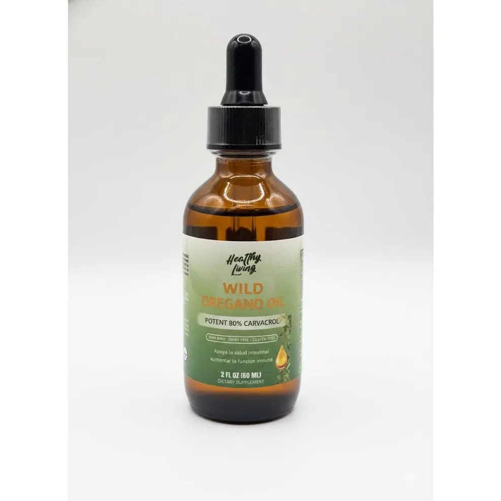 Pure Organic Wild Oregano Oil - 60ml Healthcare Liquid Supplement, Antimicrobial, Antibacterial, Carvacrol-Infused, Immune Support, Paraben-Free, Natural Body & Massage Oil for Personal Care & Dietary Use