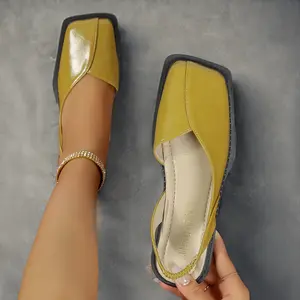 Women Shoes V-Cut Elegant French Retro Versatile Casual Square Toe Flat Solid Color Mary Jane Shoes for Skirts and Pants