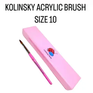 100% KOLINSKY ACRYLIC NAIL BRUSH SIZE 10-PINK WOOD HANDLE ACETONE PROOF & MONOMER -PROOF: BY **LADYBUGNPRODUCTS** PERFECT FOR FLAWLESS APPLICATION.