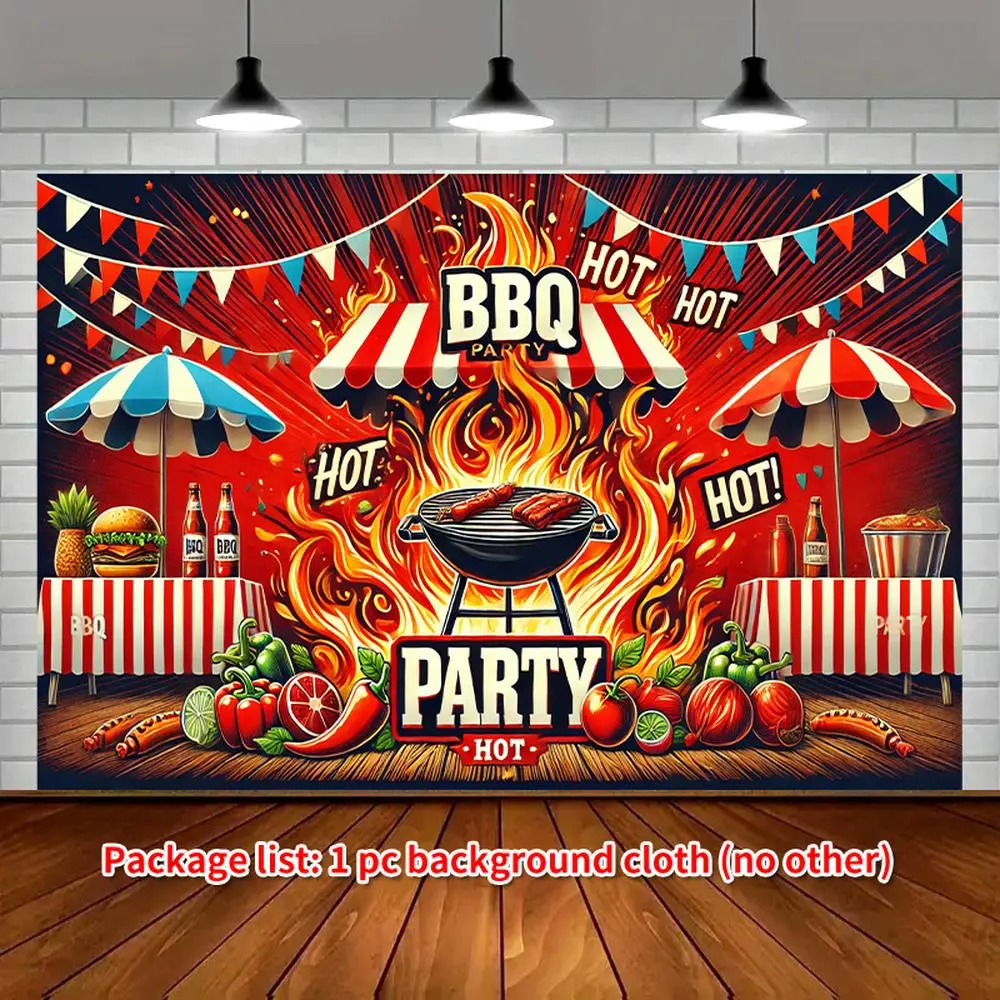 1-Piece Soft Texture BBQ Polyester Backdrop (8x6ft) - Yard/Garden Outdoor Events Wedding Decoration, Garage Studio Home Cloth Banner