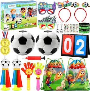 Soccer Party Favors Toys with 5.51 Inch Mini Kids Soccer Balls Horns Clappers Keychains Medals Stickers Glasses Headbands Scoreboard, Soccer Gifts Birthday Party Decorations Supplies for Boys Girls Ball Pit Interactive Sports Center Lightsaber