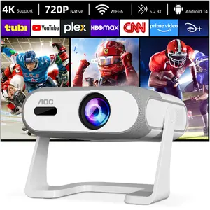 AOC Multifunctional Compact Home Outdoor Mini Projector, Android 11.0, 5G WiFi, BT 5.2, 720P Native/ Support 4K Decoding, 8GB Memory, Portable Entertainment Projector for All Scenarios