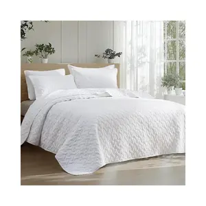 Quilts Queen Size - Lightweight Bedspreads Queen Size with Basket Weave Pattern, Soft Quilt Bedding, White Queen Comforter Coverlet for All Seasons (90" x 96")