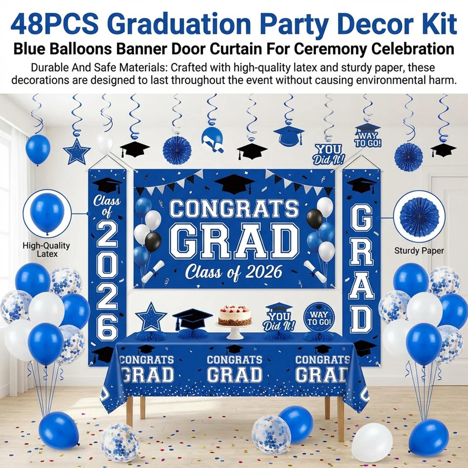 2026 Graduation Decoration in Multiple Colors and Styles, Congratulations to Graduates of Any School or Grade, Porch Banner Party Balloons Tablecloth, 2026 Graduation Party Decoration