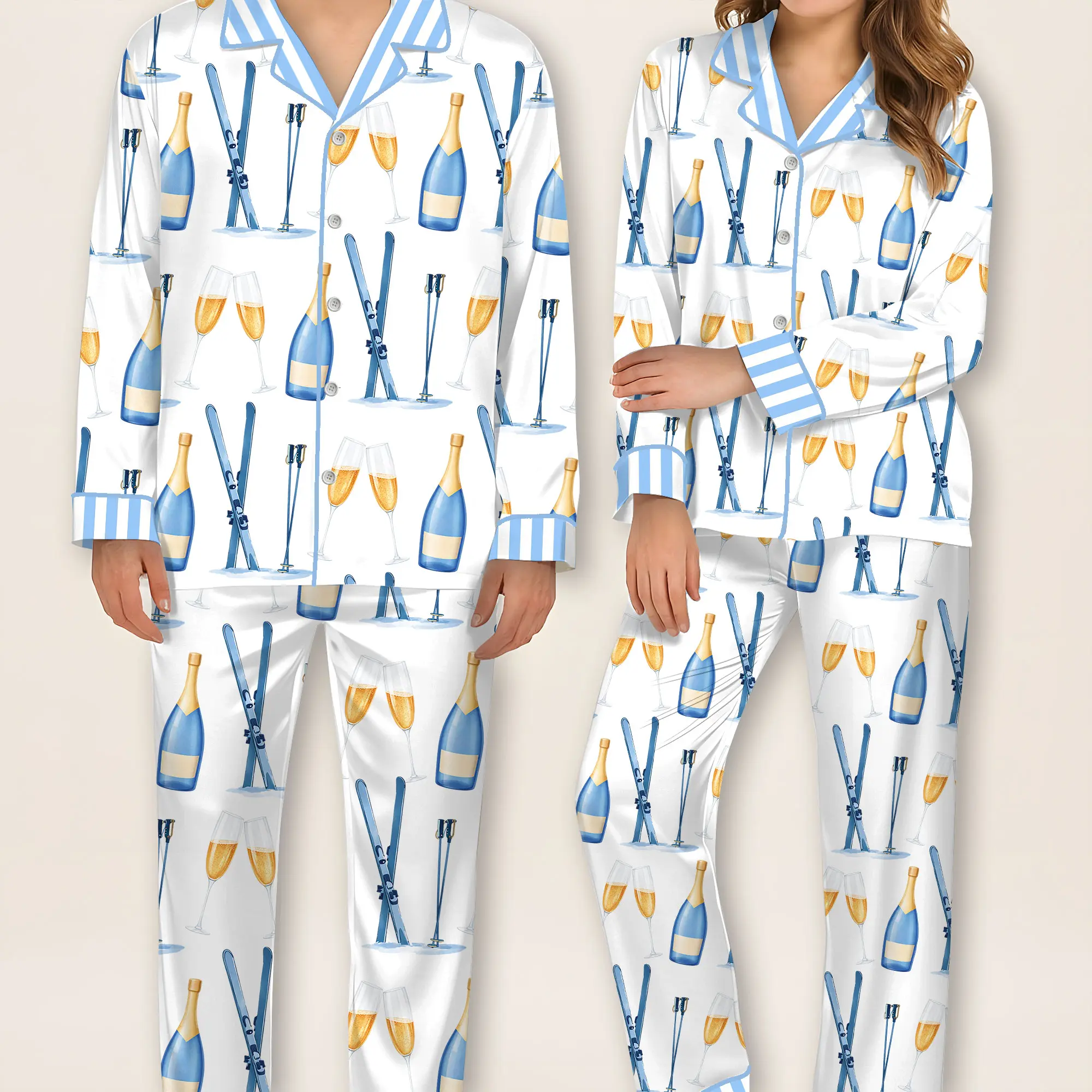 Satin Wedding Pajama Set: Bridal Shower Loungewear, Unisex Sleepwear