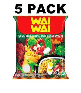 Wai Wai Brand Oriental Style Instant Noodles 2.1 oz 5 Pack Quick Easy Asian Cuisine Meal Thai Preserved Food Factory Co
