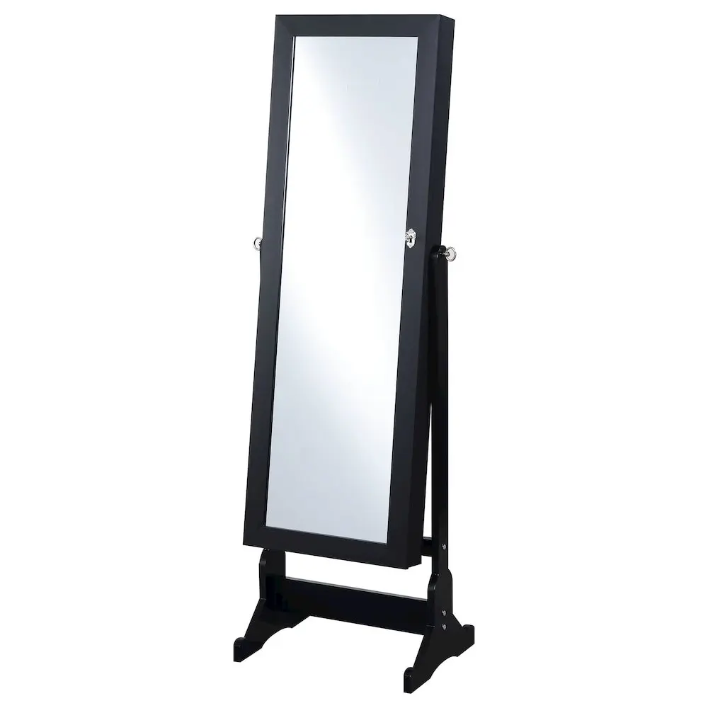 Tutuola Freestanding Cheval Mirror with Jewelry Storage, Black Home Room Decor for Bedroom Vanity, Walk-In Closet Use, Tilts for Viewing & Ample Organization Space