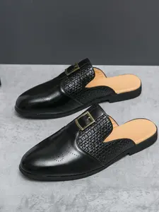 Men's Business Fashion Belted Design Mule Shoes, Casual Comfortable Pointed Toe Slip-on Sandals for Daily Wear, Lightweight Breathable Shoes for All Seasons, Slip on Mules