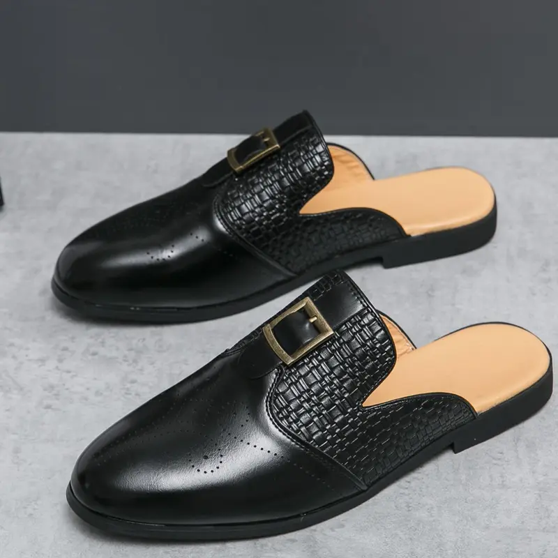 Men's Business Fashion Belted Design Mule Shoes, Casual Comfortable Pointed Toe Slip-on Sandals for Daily Wear, Lightweight Breathable Shoes for All Seasons, Slip on Mules