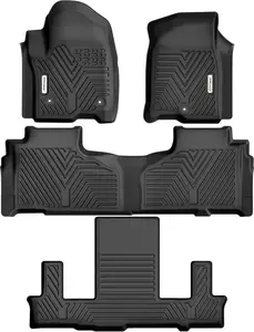 YITAMOTOR 3 Rows Floor Mats Fit for 2021-2025 Chevrolet Tahoe/GMC Yukon/Cadillac Escalade with 2nd Row Bucket Seats, Custom Fit Black TPE All-Weather 1st & 2nd 3rd Row Floor Liners