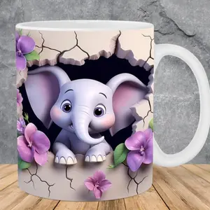 1pc, 11oz, Coffee Mug, 3D Youngsters Elephant Hole In A Wall Mug Inspired Elephant Tea Mug, Spiritual Life Mug, Ideal for Morning Coffee At Home, Spring Home Decor, Romantic Birthday Gift - Idea Funny Coffee Cups, Kitchen Decor and Accessories