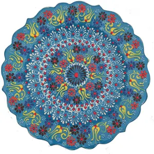 Turkish Decorative Handmade Ceramic Plate 9.85"(25cm) Ornament for Home & Office Wall Hanging Decor (Blue)