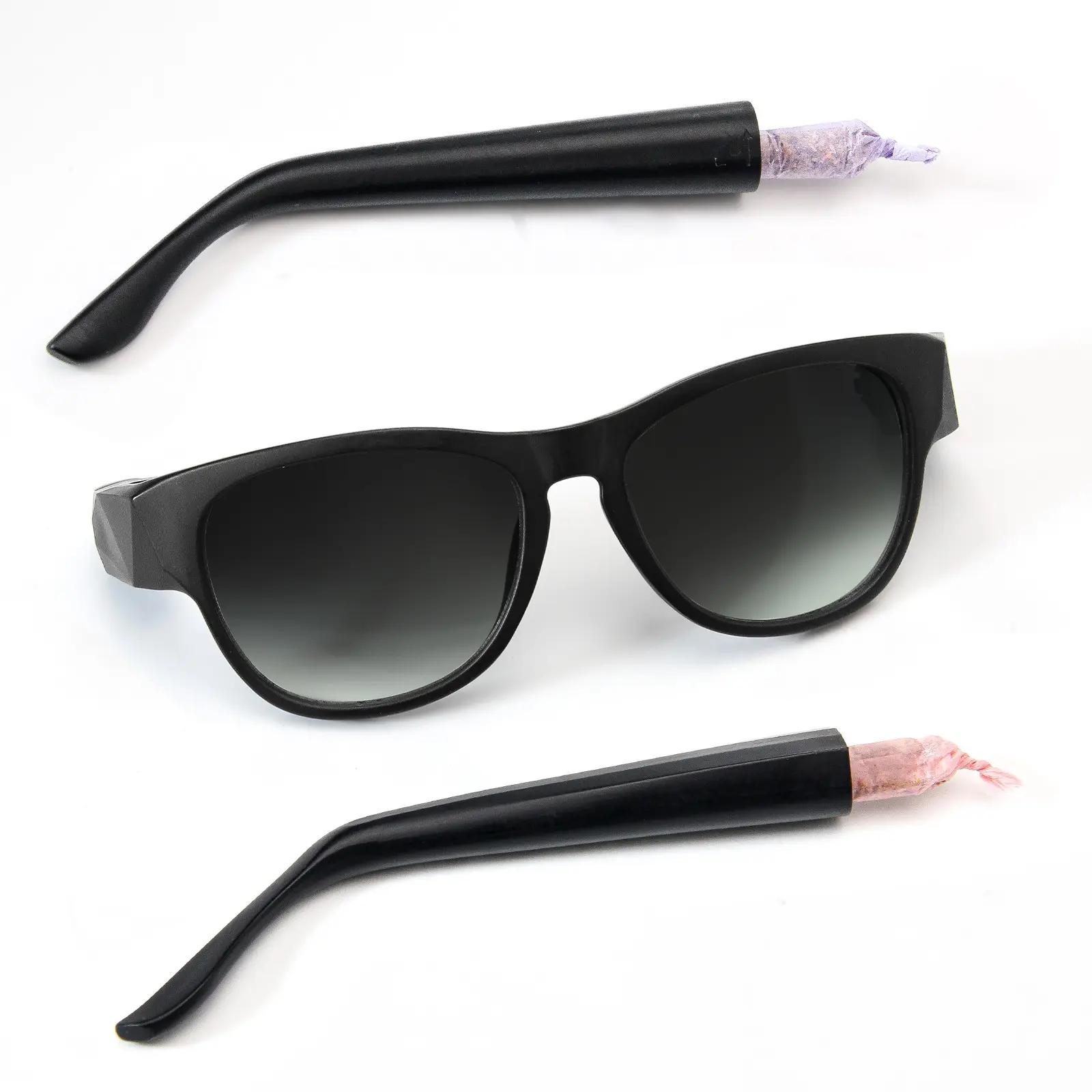Men Sunglasses With Hidden Storage Function，Matte Black Retro Multi-functional Trendy Square Framed Sunglasses for Driving and Fishing，Summer Trendy Sunglasses，Vintage Square Sunglasses