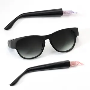 Men Sunglasses With Hidden Storage Function，Matte Black Retro Multi-functional Trendy Square Sunglasses for Driving and Fishing