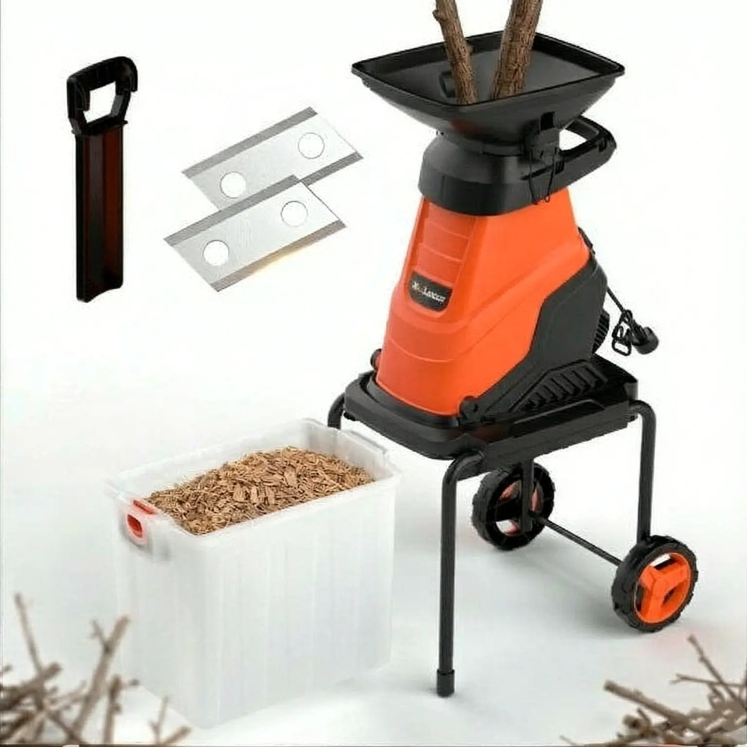 MAXLANDER 15A Electric Chipper Shredder - Portable 1.8" Cutting Diameter, 15:1 Reduction Ratio, 50L Storage Bin, Wheels Set for Home Gardeners (15a chipper for branch shredding)