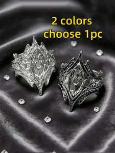 Elegant Adjustable Ring for Couples, Statement Ring, Dark Aesthetic Rings, Gothic Style Engraved Design, High-End Aesthetic Appeal, Perfect Gift for Him & Her