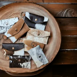 Cowhide Leather Card/Cash Holder Key Chain Wallet