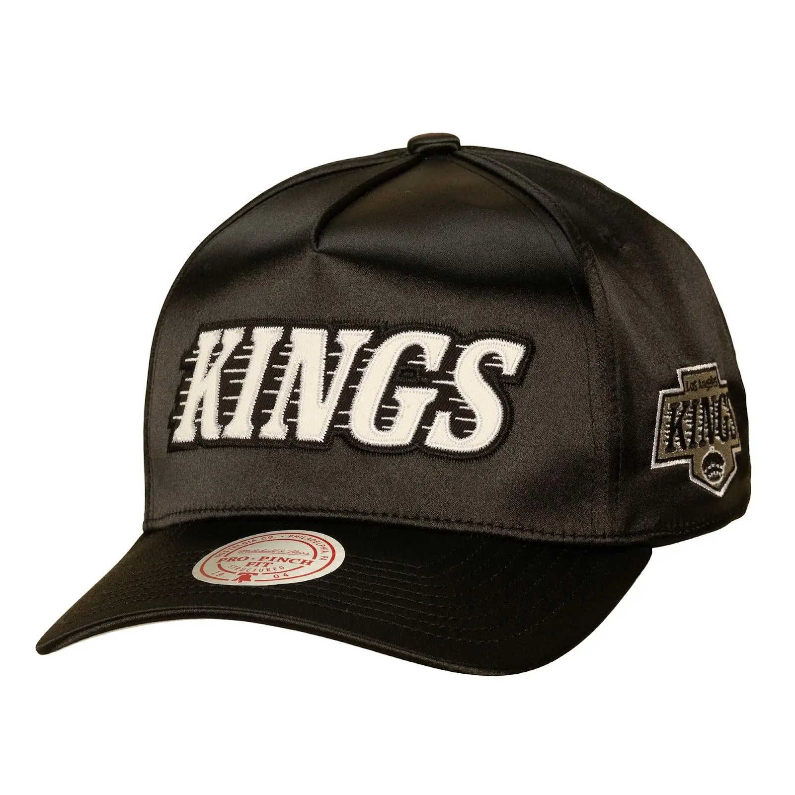 Los Angeles Kings Black Zig Zag Satin Pro Pinch Snapback Hat NHL Throwback Cap Adjustable Fan Gear Mitchell & Ness