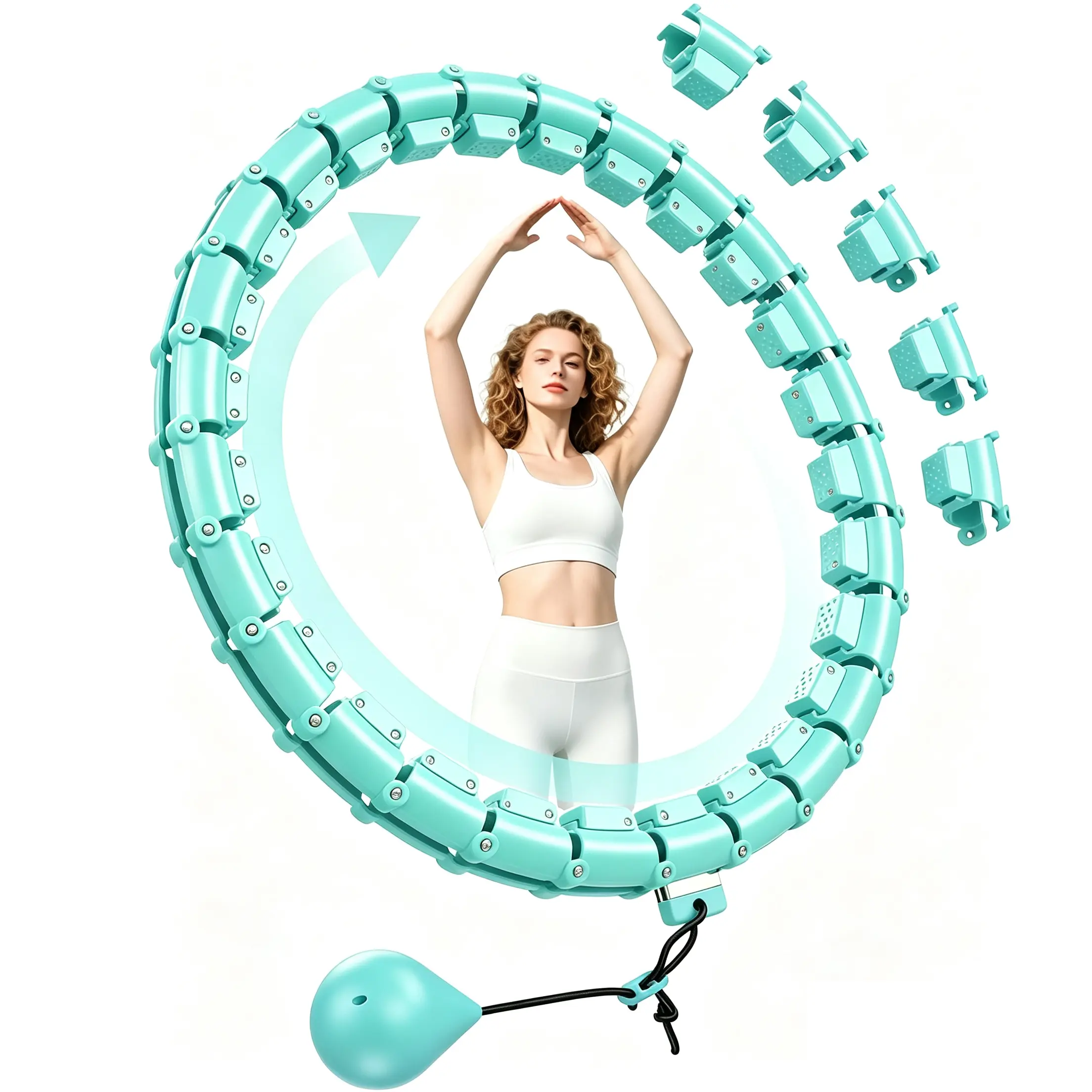 Weighted Hula Circle Hoops for Adults Infinity Fit Hoop Plus Size, 24 Detachable Links, Exercise Hoop for Women and Beginners