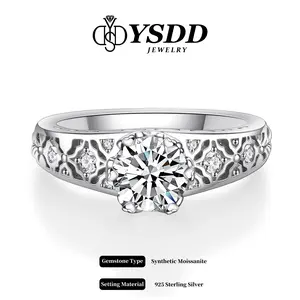 【#318 Margaret】Antique Filigree 1CT Synthetic Moissanite Engagement Ring in 925 Sterling Silver