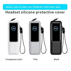 Silicone Case with Lanyard for Anker Zolo 165W 25000mAh Power Bank, Anti-Scratch Shockproof Full Protective Cover