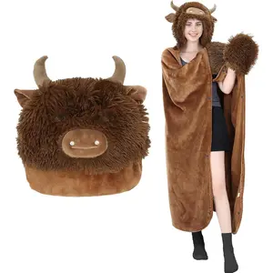 Wearable Hooded Blanket for Women, Soft Snuggle Wrap Cape Throw, Fleece & Sherpa Hoodie