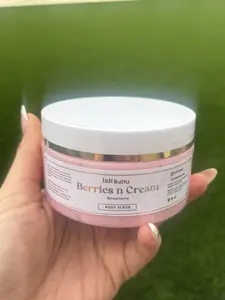 Berries n Cream Body Scrub - Luxurious Exfoliating Body Care with Safflower for Circulation Promotion and Reducing Dead Skin Cells Lotions Skincare Moisturizer