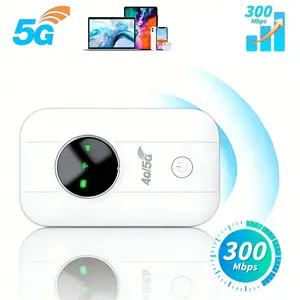 2026 5G Pocket WiFi Hotspot, 4G LTE Mobile Internet Router, Global Use, 10 Users Supported, 300Mbps Fast, 2100mAh Battery, White