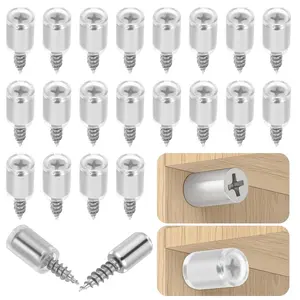 20pcs Self Tapping Screws Cabinet Shelf Support Pins with Non Slip Sleeves Steel Pegs Self Drilling Screws for Furniture Glass Bookcases and Wardrobes