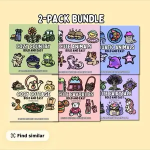 Sunflo Colors Coloring Book Bundle 2-Pack Bold and Easy Coloring Books for Relaxation and Creativity Cozy Country Cute Animals Aquatic Animals Cozy Cottage Cute Favorites