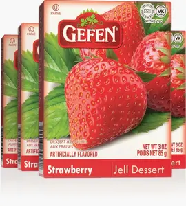 Gefen Strawberry Flavored Jello 3oz (4 Pack) | Fish Free & Meat Free, Vegan Friendly, Easy to Prepare, Kosher