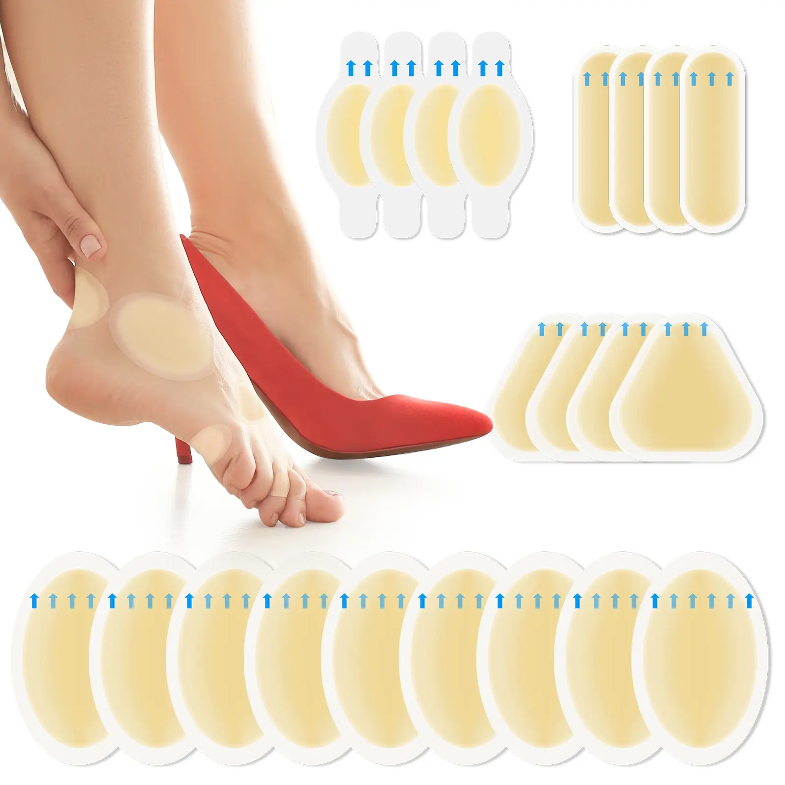 Tivlon Hydrocolloid Foot Cushion Pads, Waterproof Gel Blister Bandages, Multi-Size, Suitable for Outdoor Sports & Business Travel
