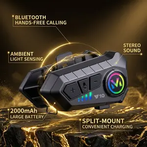 2026 Y10 Motorcycle Helmet Headset Stereo Voice Control Bluetooth Hands Free Call  2000mAh With Ambient Light