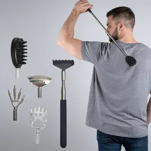 5 Packs Extendable Cactus Back Scratcher Set, Cute Cartoon Design, ABS Material, Stainless, Black Long Handle, 60.96cm, Home Use, Unisex, Bestseller
