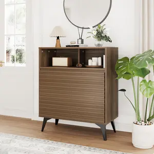 Garvee Modern Walnut Fluted Sideboard Buffet Cabinet 	6 2 Doors, Adjustable Shelves, Freestanding Storage 	6 Perfect for Kitchen, Dining Room, Entryway 	6 Ideal Coffee Bar or Credenza 	6 Color: Walnut