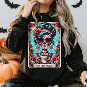 La Chismosa Tarot Card Sweatshirt, Funny Mexican Chisme Sublimation Shirt, Spanish Latina Skeleton Chola Catrina Skull Shirt, Comfort Colors Shirt