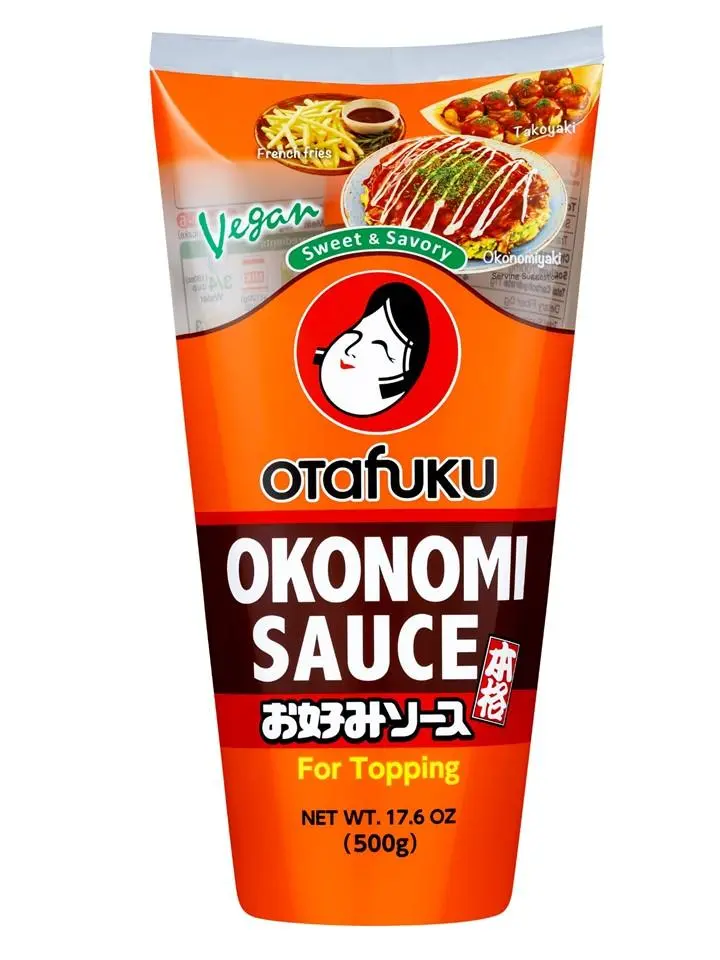 Otafuku Okonomi Sauce 17.6 Oz, Sweet Savory Topping for Okonomiyaki, Vegan, No MSG High Fructose Corn Syrup Free