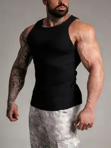 Men's Ribbed Tank Tops Slim Fit Athletic Tees for Workout & Daily Wear, Solid Sports Vest