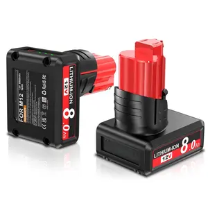 2Pack 12V 8.0Ah Li-ion Replacement 12V Battery Compatible with Milwaukee 48-11-0490 48-11-2402 48-11-2411 48-11-2430 48-11-2450 48-59-2440 12V Cordless Tools