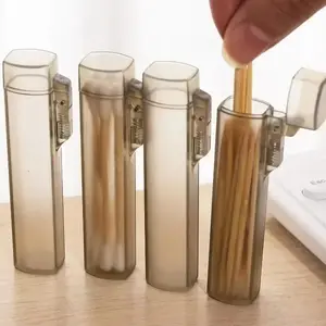 Clear Travel Toothpick Case Reusable Cotton Swab Holder Portable Storage Box