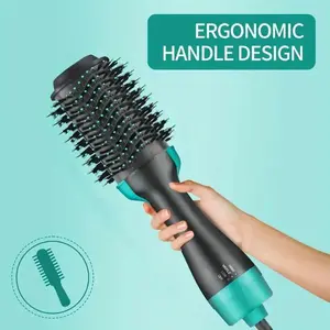 4-in-1 Adjustable Temperature Hot Air Brush Hair Dryer - Negative Ions, Ergonomic Handle, Reduces Frizz and Static for All Hair Styles, Blower Brush Hairdryer