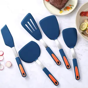 5pcs Silicone Spatula Set, BPA Free Silicone Turner Spatulas, Heat Resistance Cooking Utensils, Flip Turner For Fish, Egg, Pancake, Healthy Cooking Tools