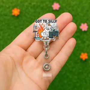 Funny Silly Laboratory Technician Goose Badge Reel, Lab Tech ID Holder, Got Too Silly Scientist Badge Reel accessories, Goose Badge Reel